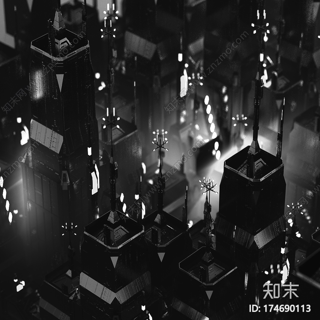 城市的夜晚C4D动画工程文件分享CG模型下载【ID:174690113】