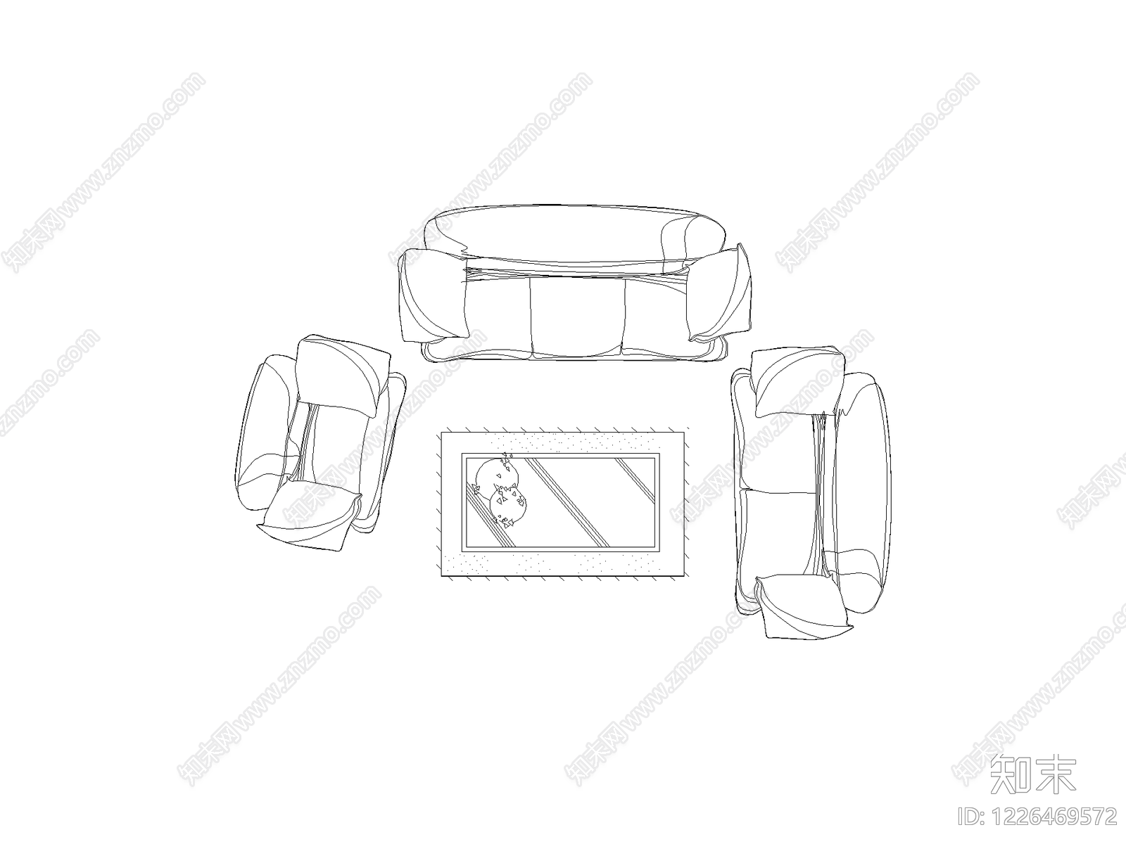 沙发cad施工图下载【ID:1226469572】