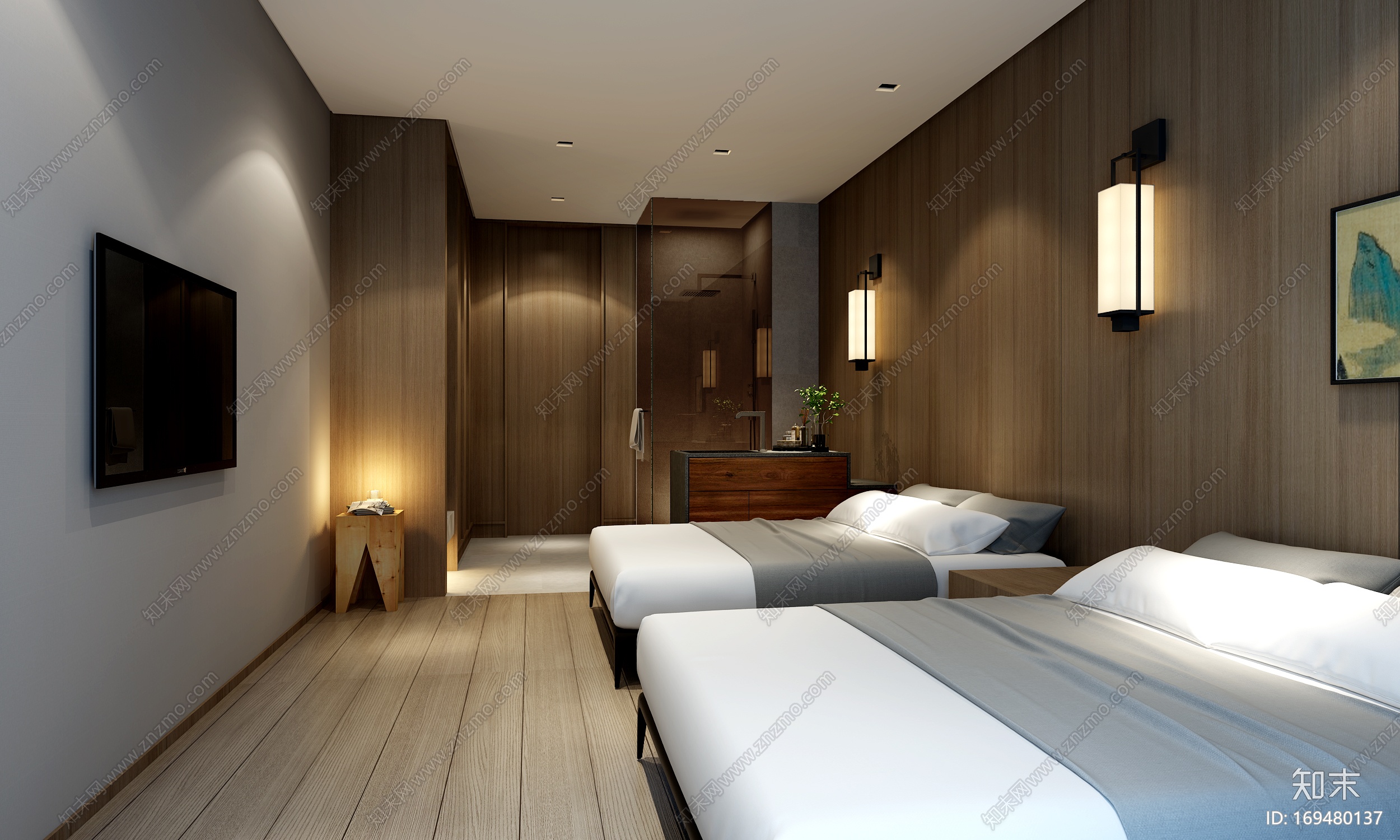 北京白龙潭禅修主题酒店（含效果图）施工图cad施工图下载【ID:169480137】