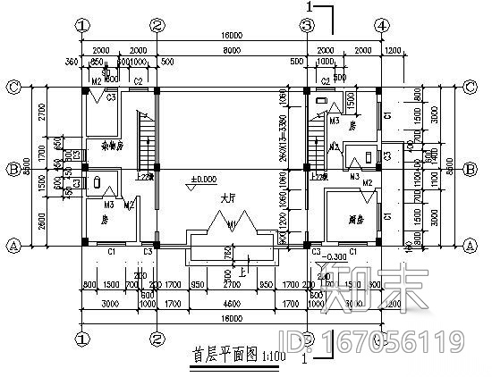 净廉堂建筑施工图cad施工图下载【ID:167056119】