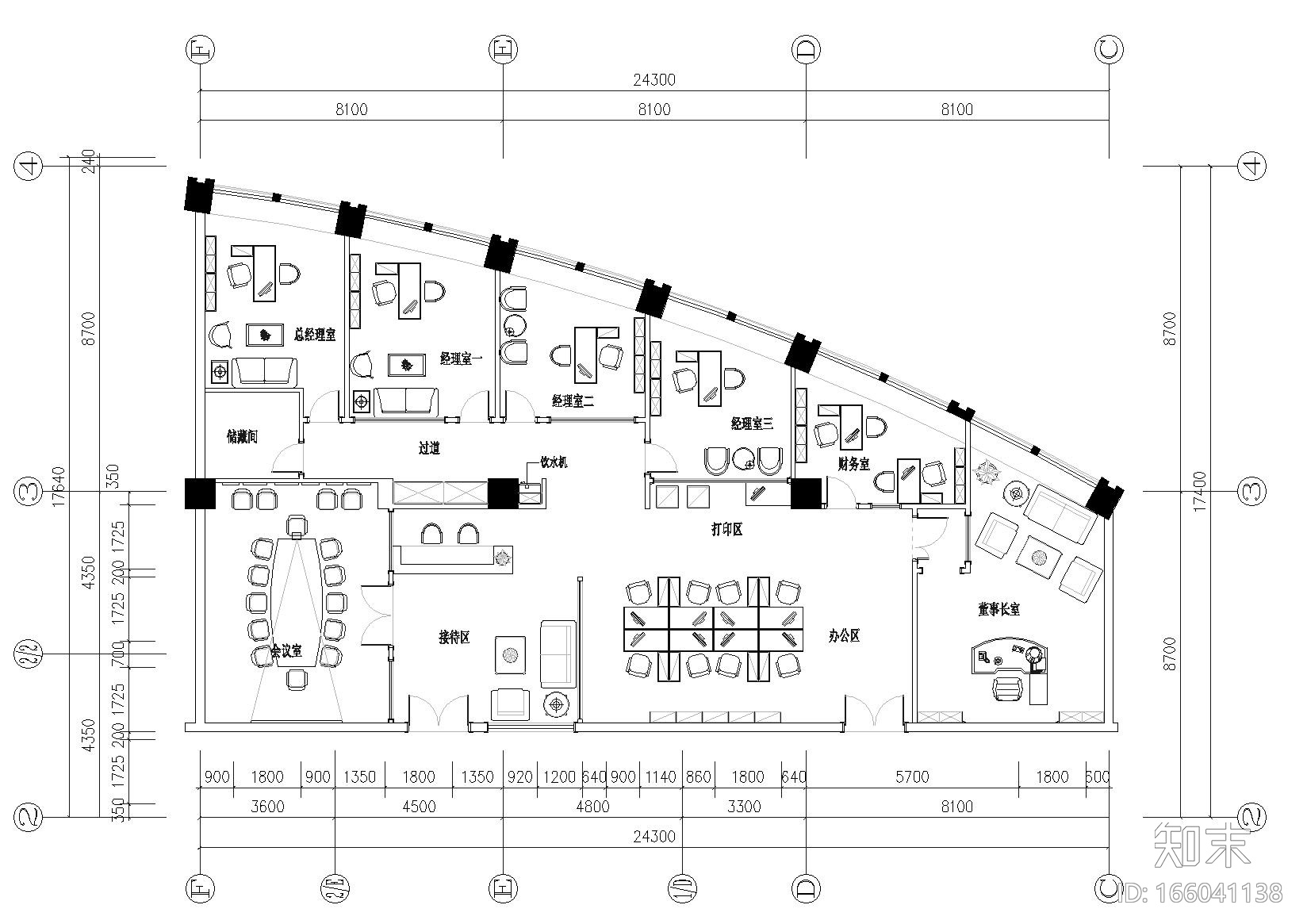 [山东]长福置业有限公司装饰施工图+效果图cad施工图下载【ID:166041138】