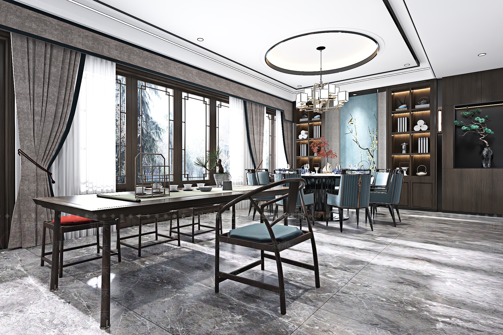 新中式家居餐厅3D模型下载【ID:198950858】