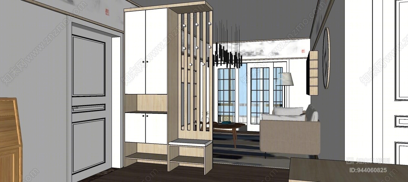 日式室内全屋模型SU模型下载【ID:944060825】