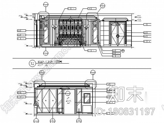 [上海]500㎡欧式海景样板房A型施工图cad施工图下载【ID:180831197】