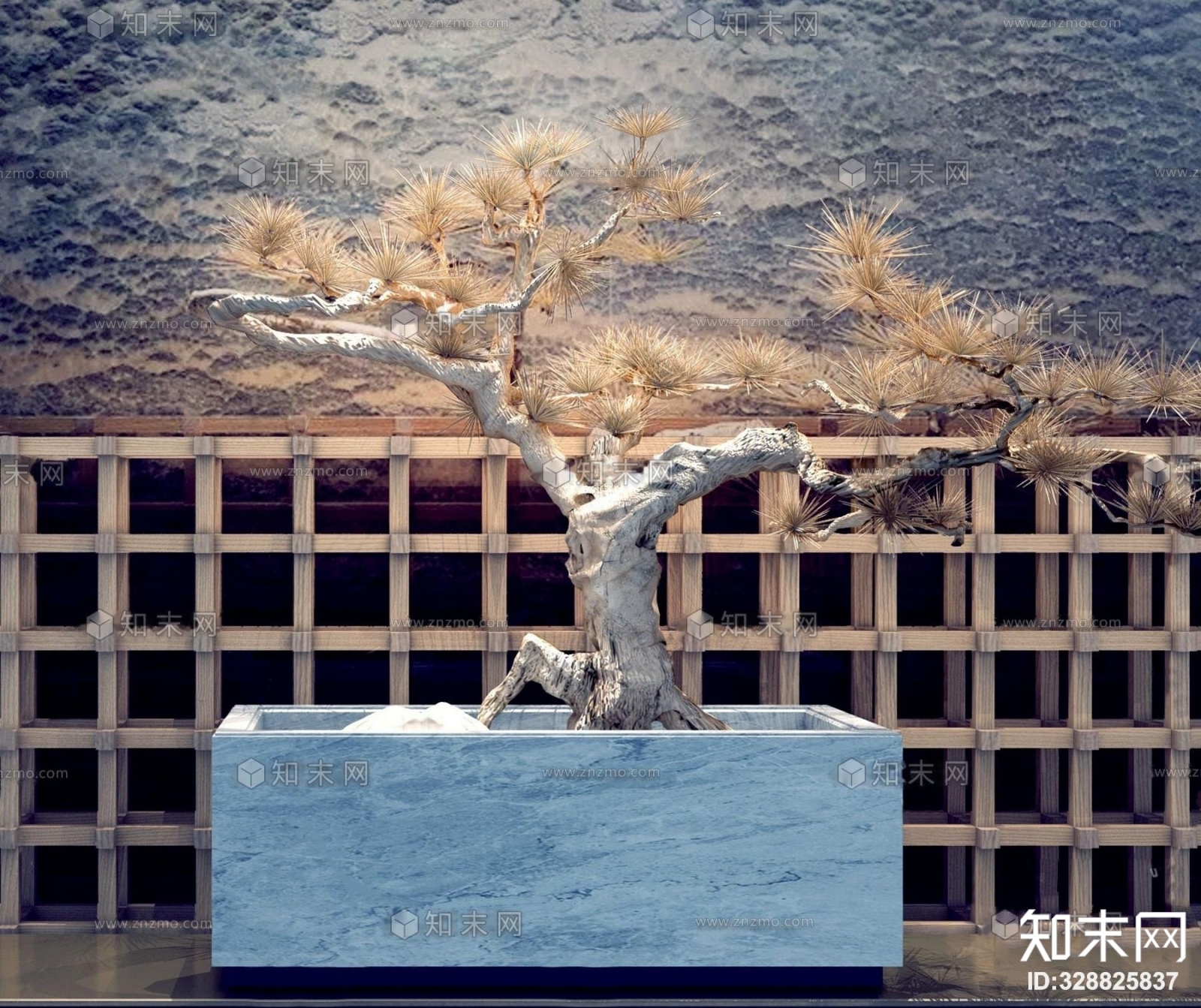 中式罗汉松盆景3D模型下载【ID:328825837】