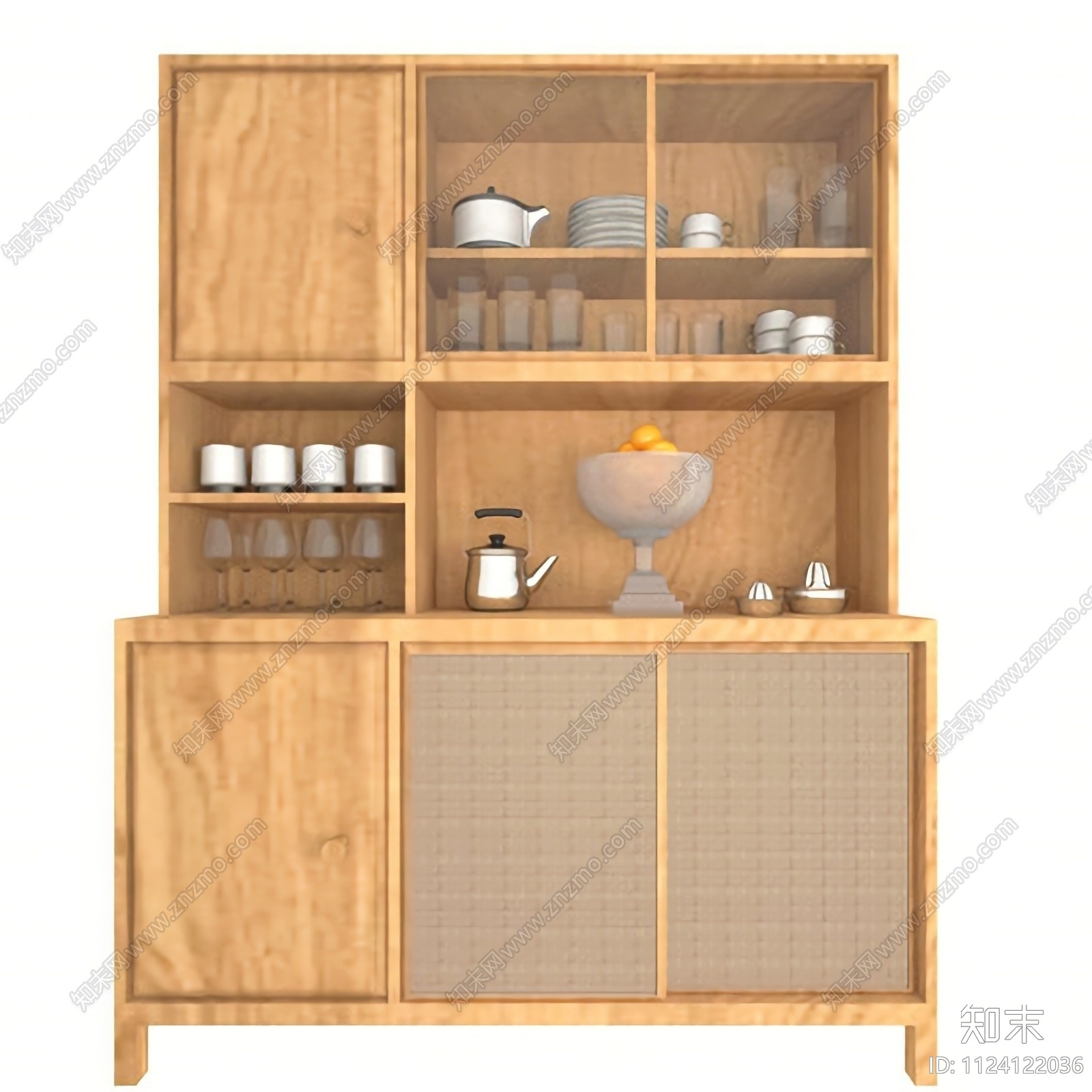 日式餐边柜免费3D模型下载【ID:1124122036】