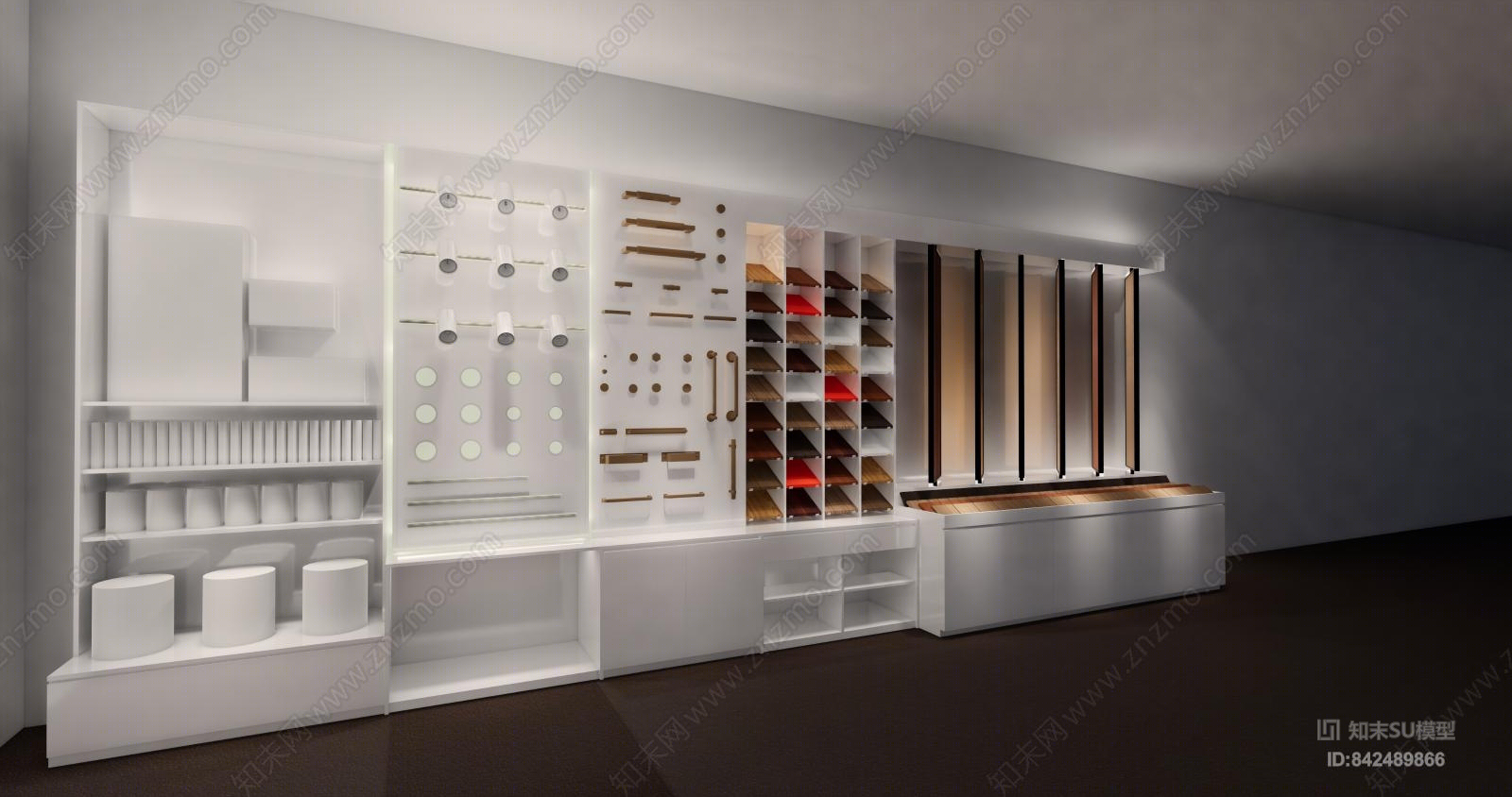 材料样板展示柜SU模型下载【ID:842489866】