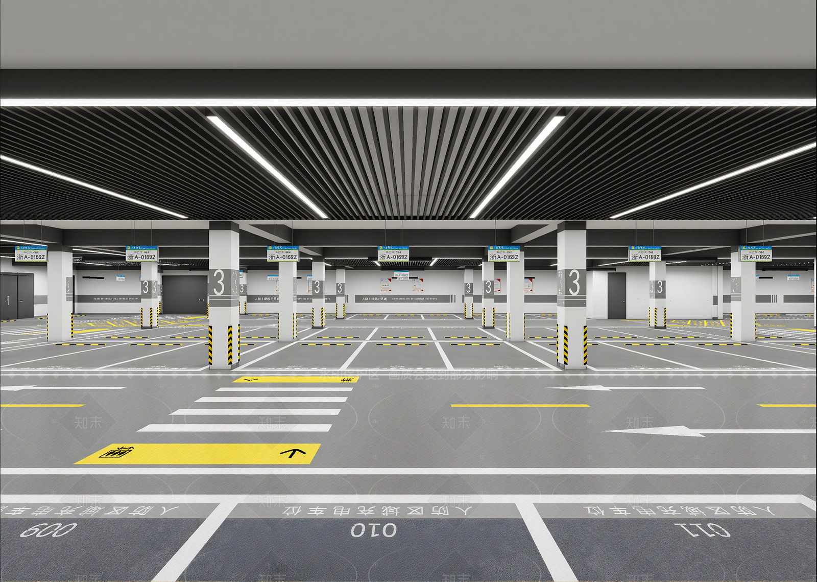 现代室内停车场3D模型下载【ID:1214937903】