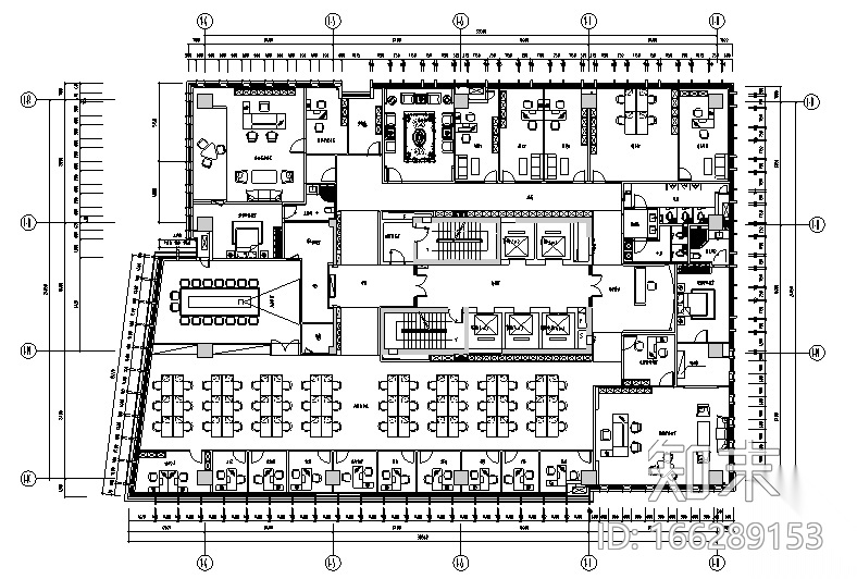 [重庆]现代风格办公空间设计施工图（附效果图+材料表）cad施工图下载【ID:166289153】