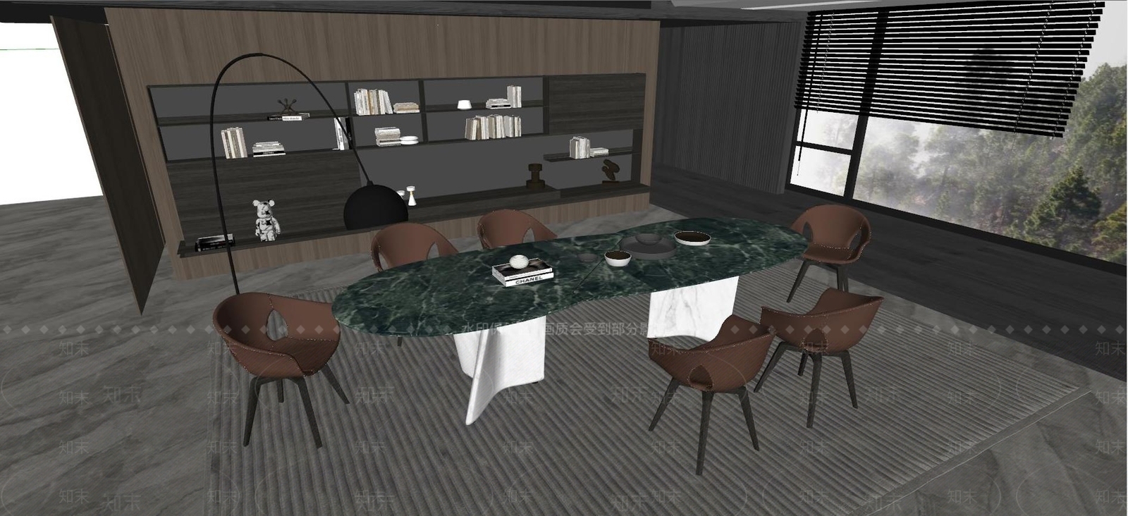 Poltronafrau现代餐桌椅组合SU模型下载【ID:1127405396】