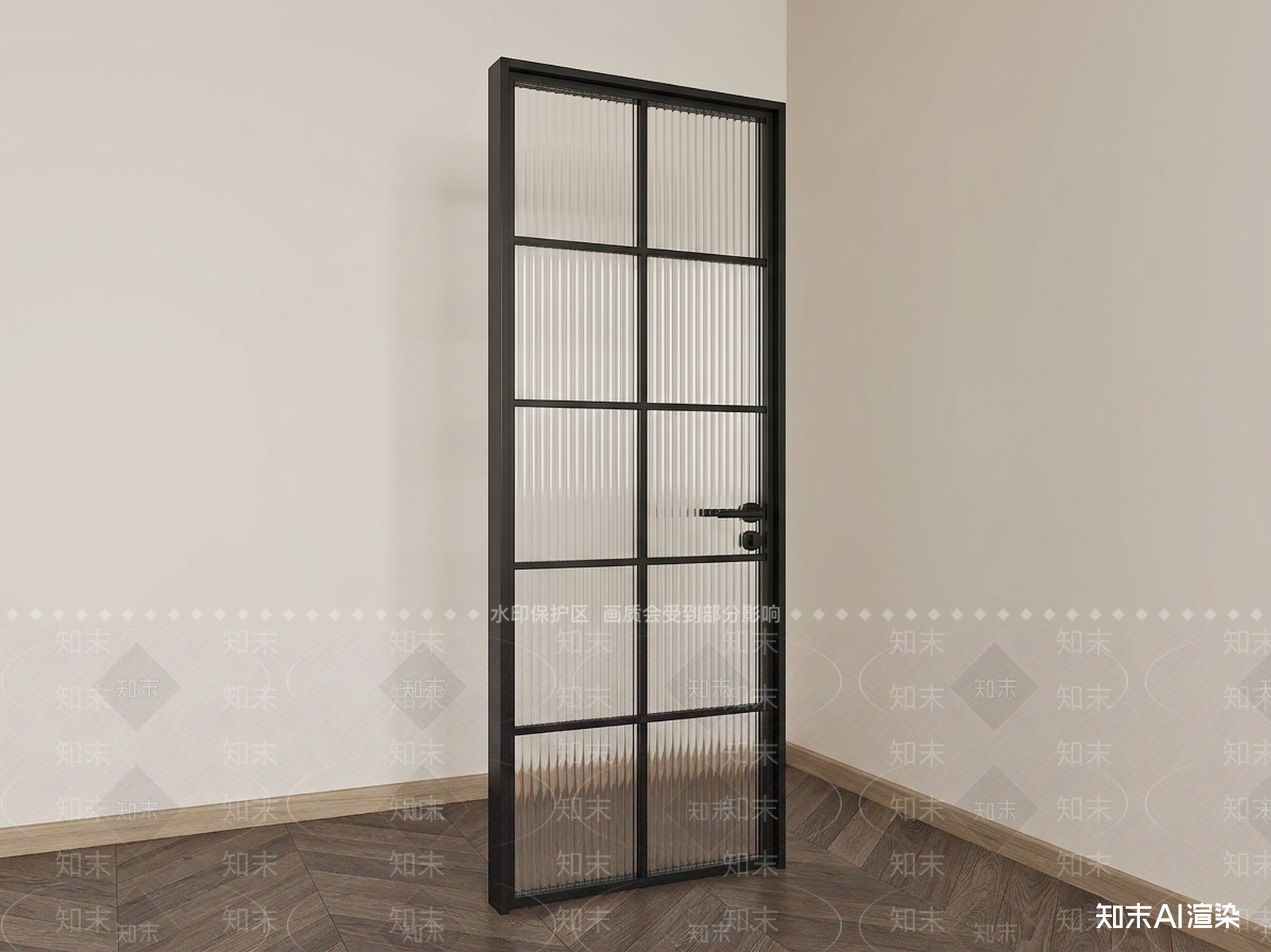 黑色玻璃推拉门单开门3D模型下载【ID:1227272492】