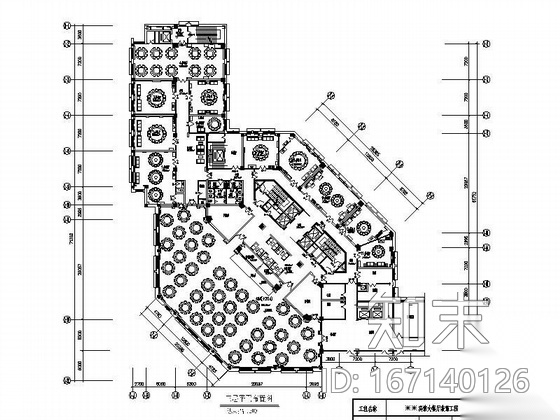 某宾馆大餐厅装修图cad施工图下载【ID:167140126】