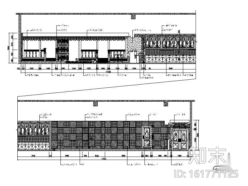 某中式餐厅装修图（含效果）cad施工图下载【ID:161771125】