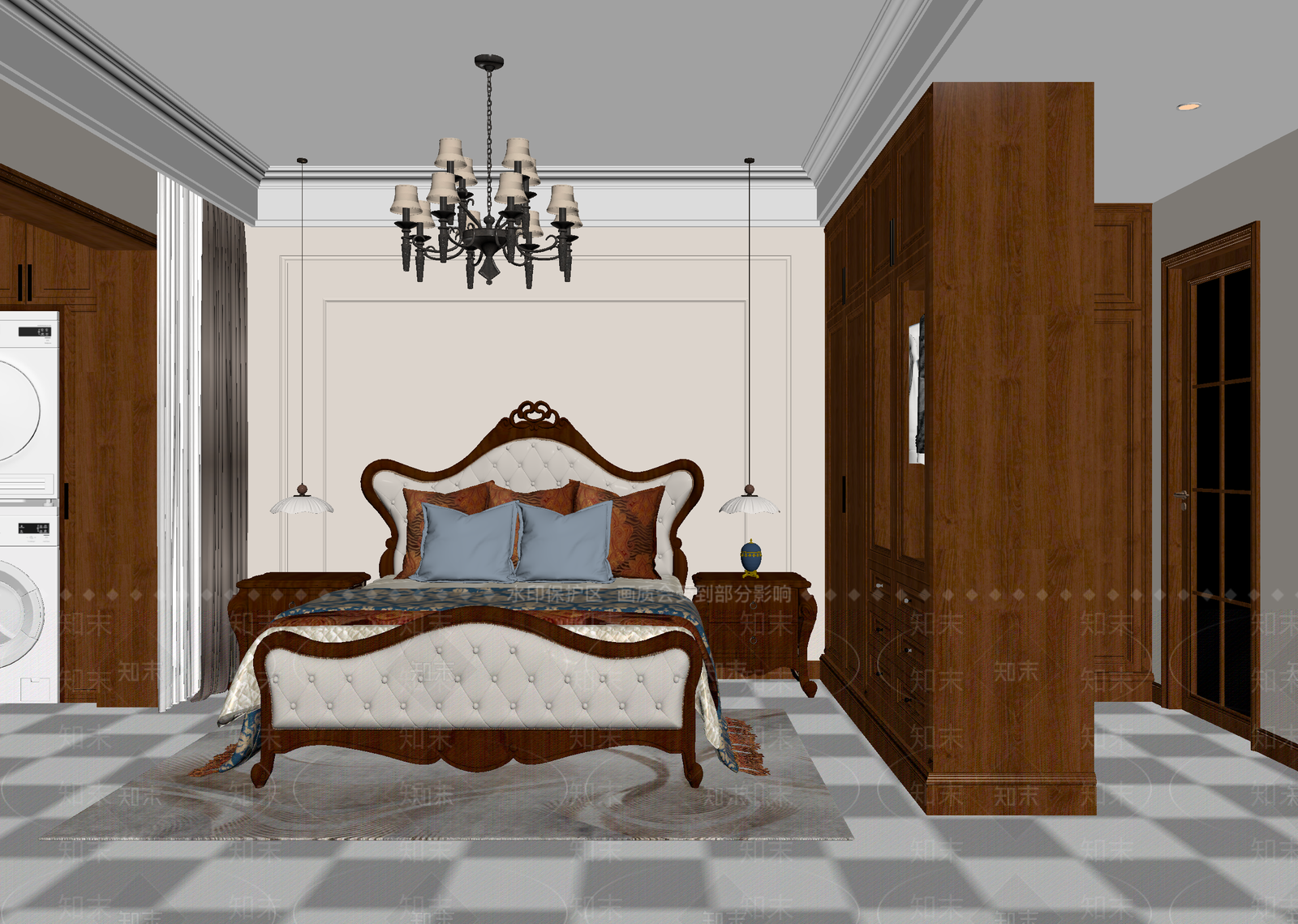 美式家居卧室3D模型下载【ID:1215194815】
