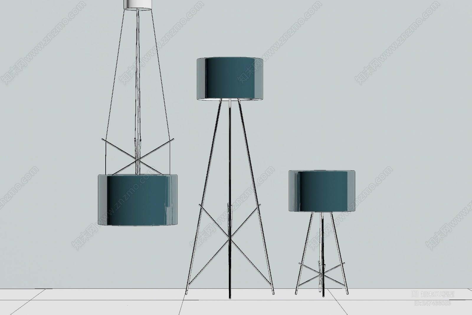 现代简约灯具组合SU模型下载【ID:247466053】