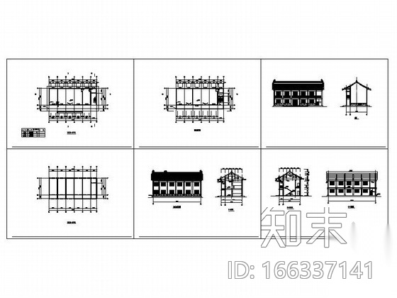 双层硬山式方丈室古建筑方案图cad施工图下载【ID:166337141】