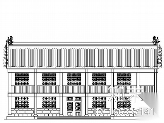 双层硬山式方丈室古建筑方案图cad施工图下载【ID:166337141】