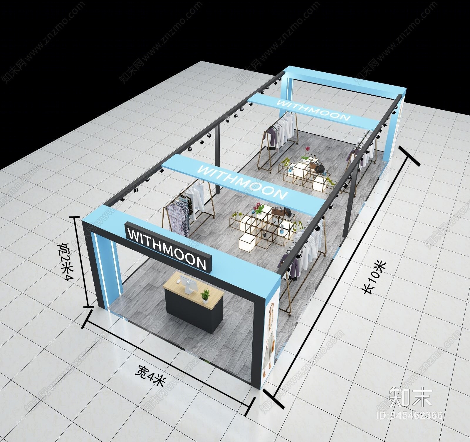 现代中岛服装店3D模型下载【ID:945462366】