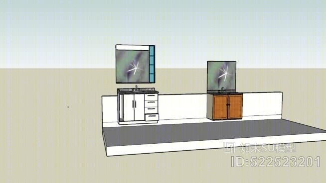 橱柜浴室水槽和镜子SU模型下载【ID:522523201】