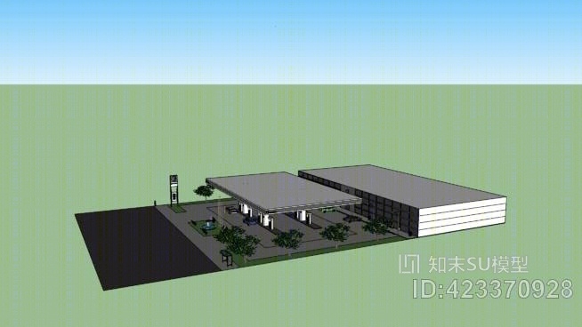 gzão加油站SU模型下载【ID:423370928】