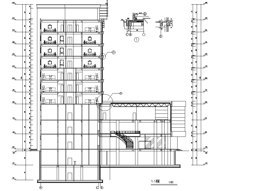 3套现代高层宾馆酒店建筑设计施工图CADcad施工图下载【ID:151517166】