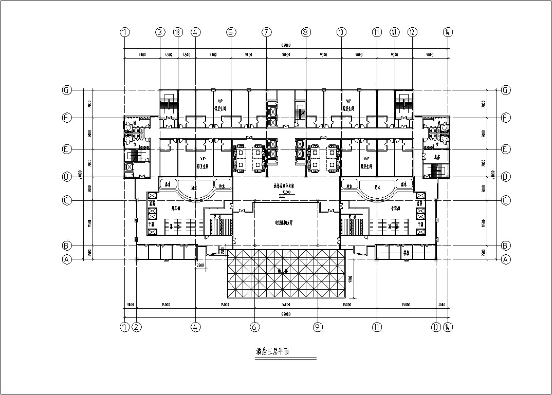 3套现代高层宾馆酒店建筑设计施工图CADcad施工图下载【ID:151517166】