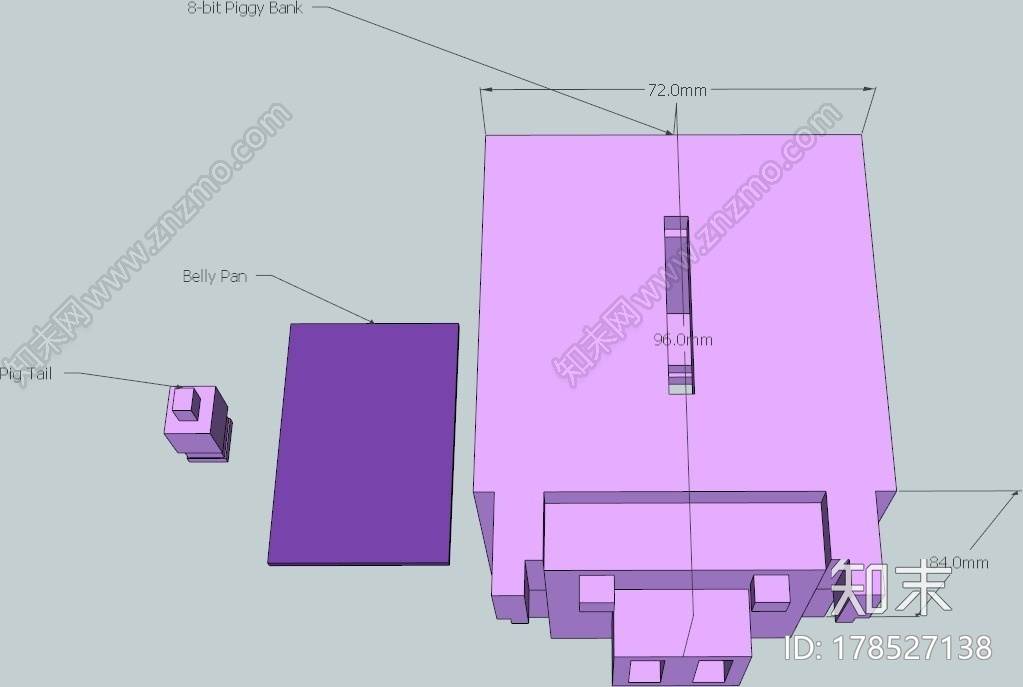 可爱的小猪存钱罐3d打印模型下载【ID:178527138】