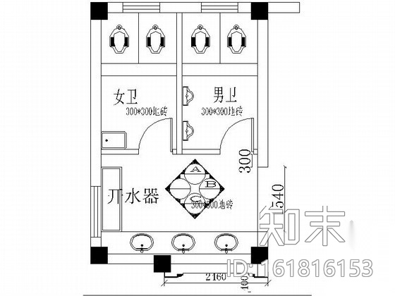 某现代办公楼卫生间装修图施工图下载【ID:161816153】