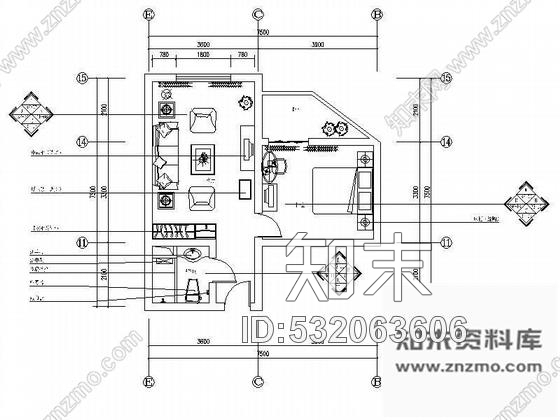 施工图青岛某宾馆客房室内装修图施工图下载【ID:532063606】