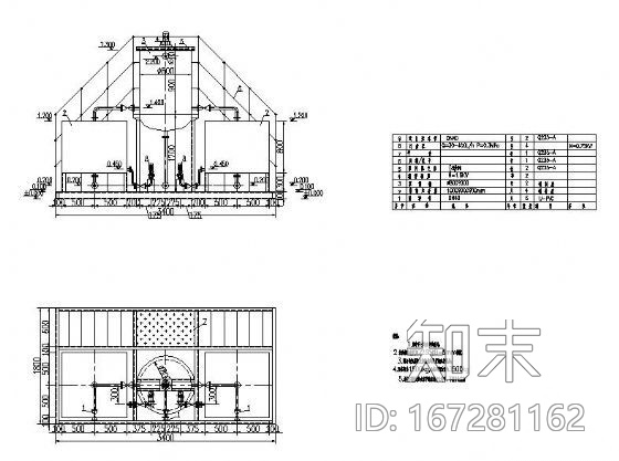 150m3/h高效一体化气浮设备图cad施工图下载【ID:167281162】