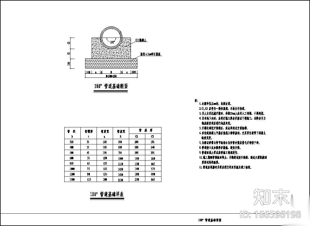 雨污水钢筋混凝土管管道基础图施工图下载
