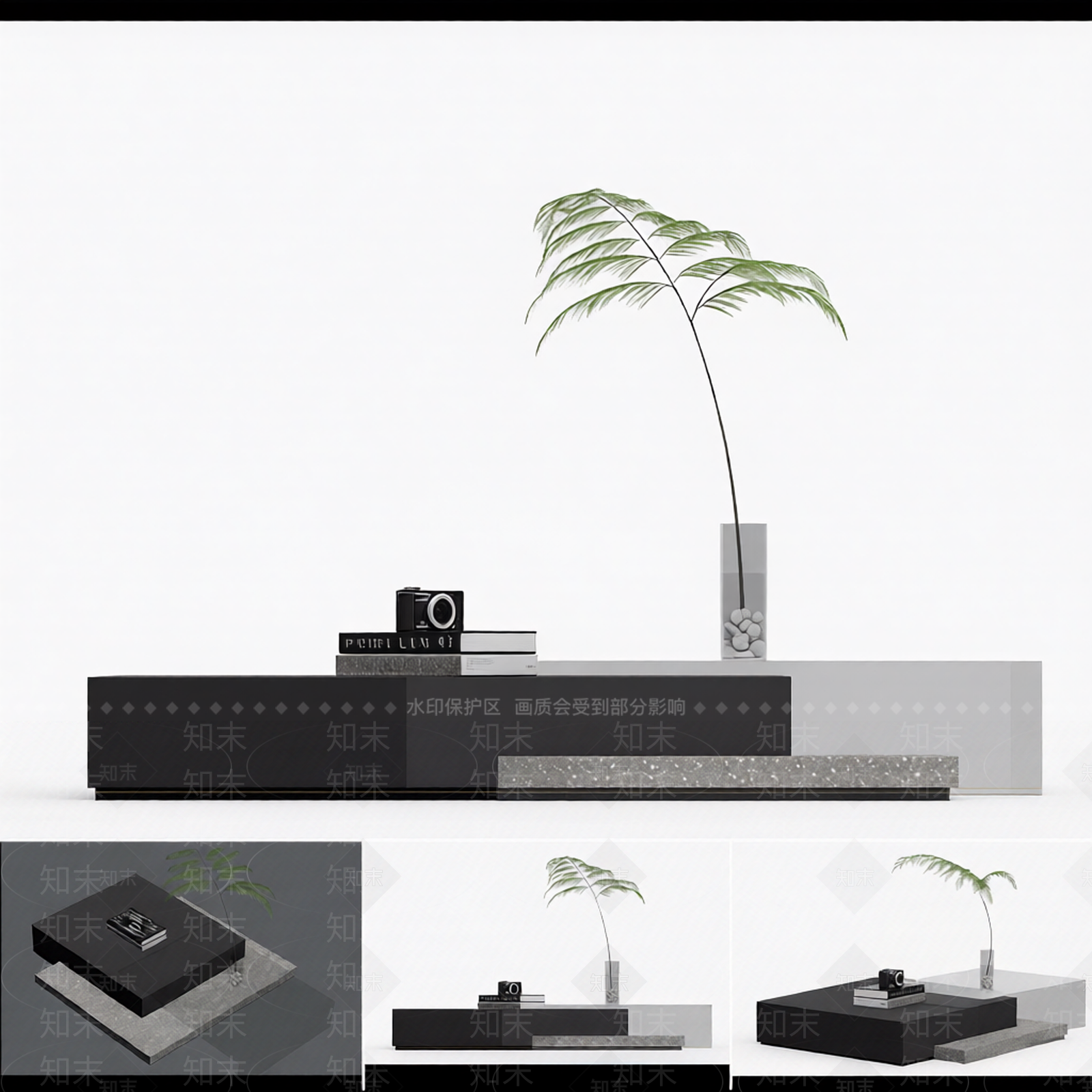 书本与植物组合装饰3D模型下载【ID:1206182137】