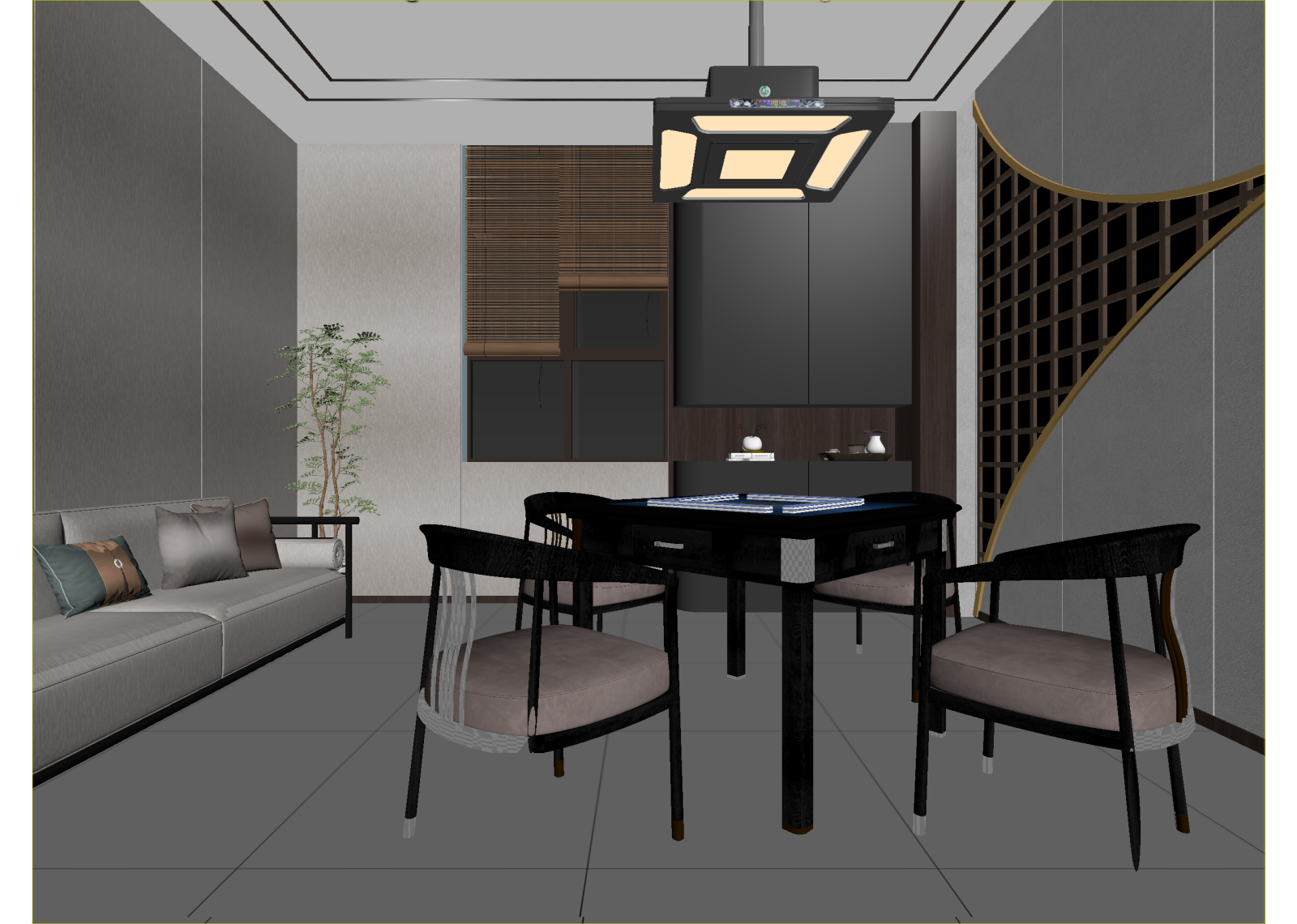 新中式茶室3D模型下载【ID:1214973912】