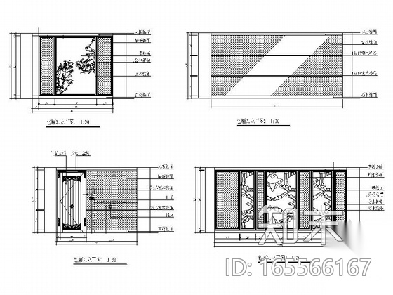 [合肥]极具特色中式古典餐厅装修图（含效果）cad施工图下载【ID:165566167】