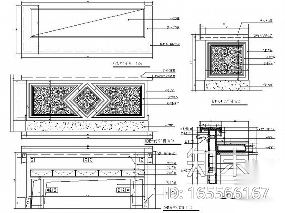 [合肥]极具特色中式古典餐厅装修图（含效果）cad施工图下载【ID:165566167】