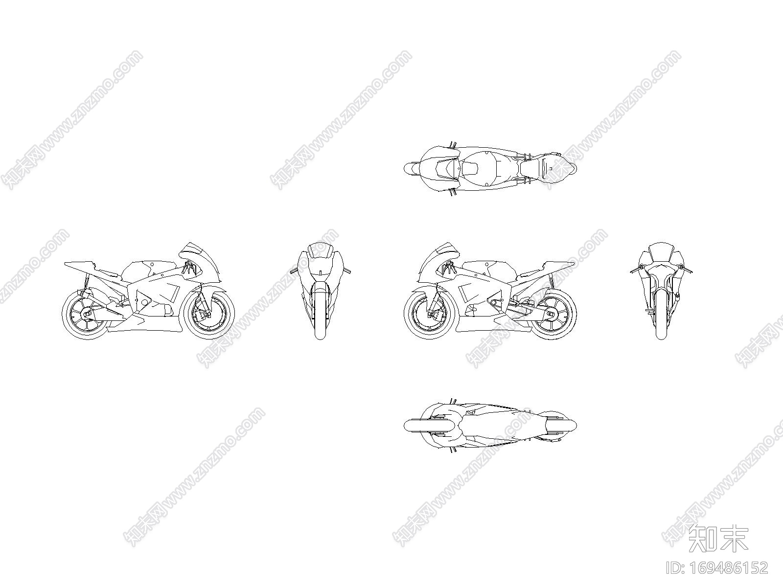 摩托车平立面施工图下载【ID:169486152】