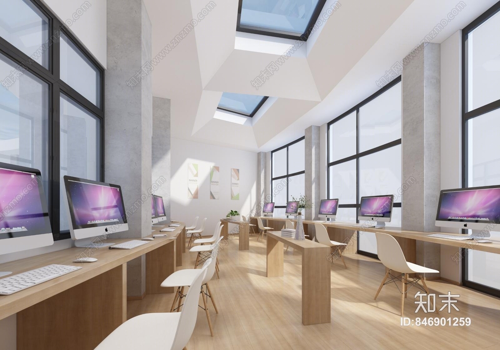现代弧形图书馆3D模型下载【ID:846901259】