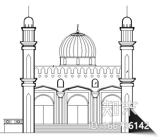 [呼图壁]某清真寺建筑扩初图cad施工图下载【ID:166736142】