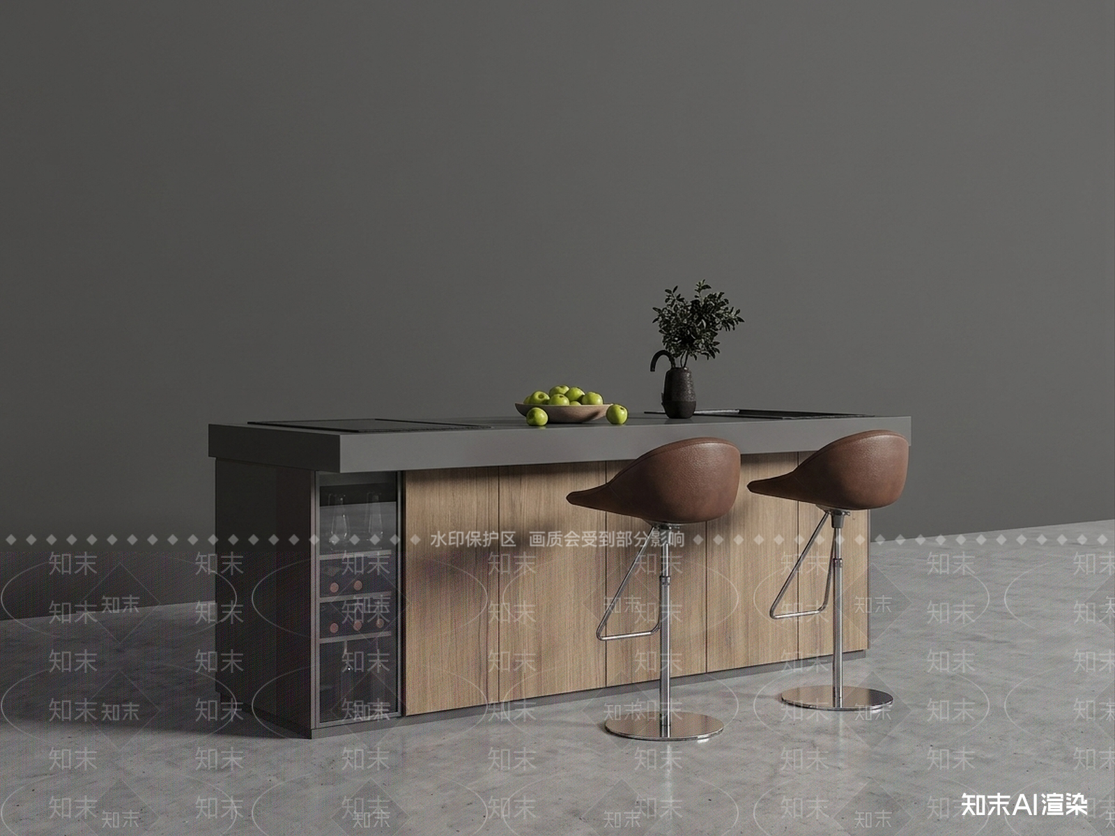 深色吧台吧台3D模型下载【ID:1227379895】