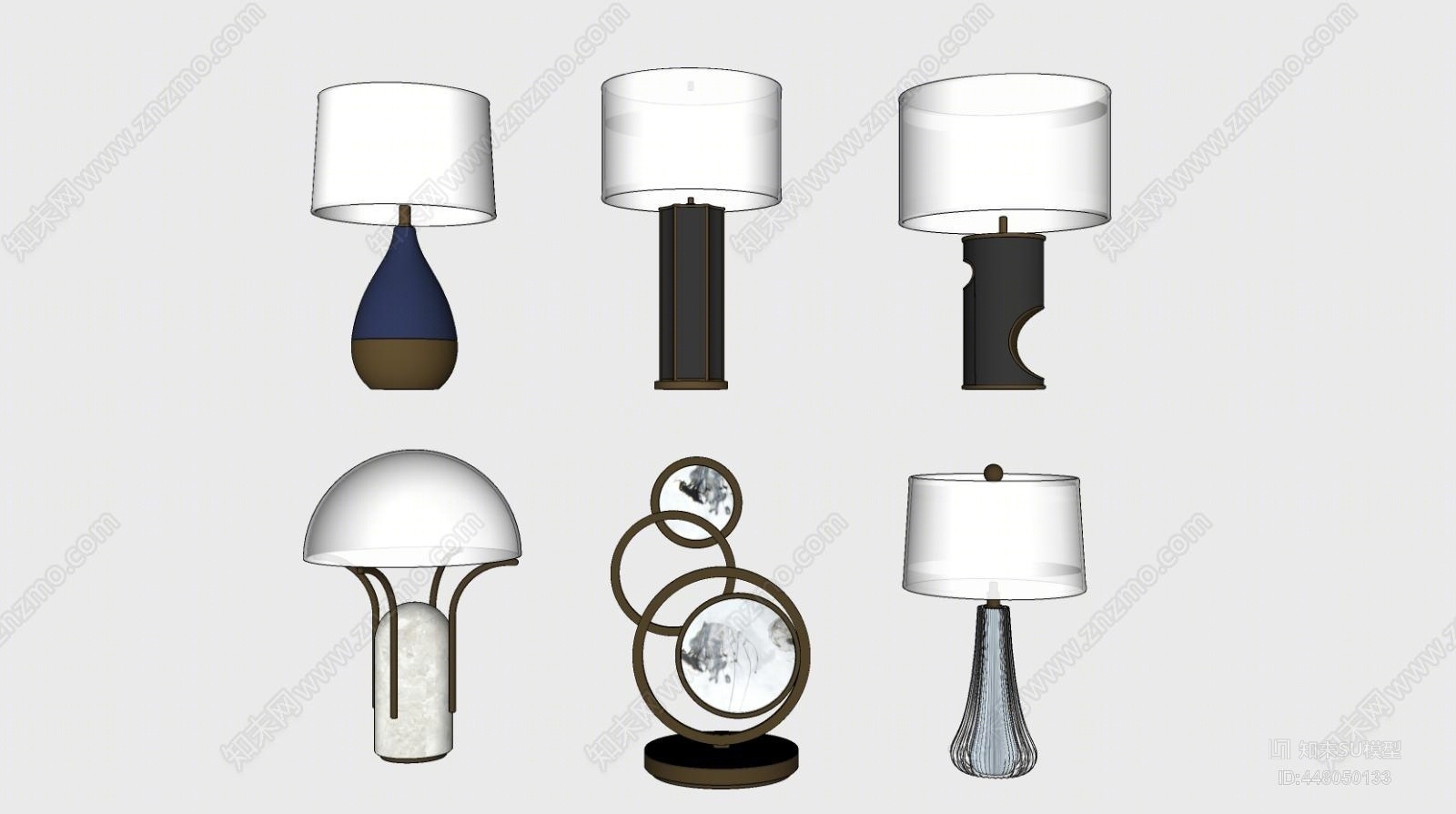 现代创意台灯组合SU模型下载【ID:448050133】