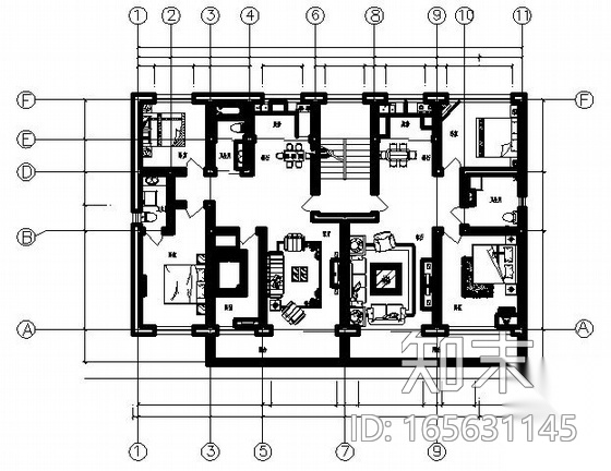 某六层住宅楼建筑施工图cad施工图下载【ID:165631145】