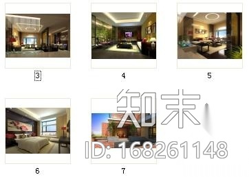 现代中式风格跃层式样板房施工图（含效果）施工图下载【ID:168261148】