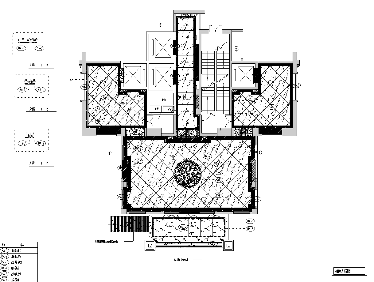 [福建]名城欧式风格办公楼电梯厅施工图cad施工图下载【ID:161781186】