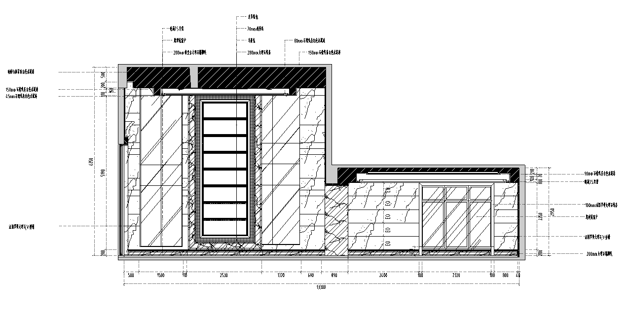 [福建]名城欧式风格办公楼电梯厅施工图cad施工图下载【ID:161781186】