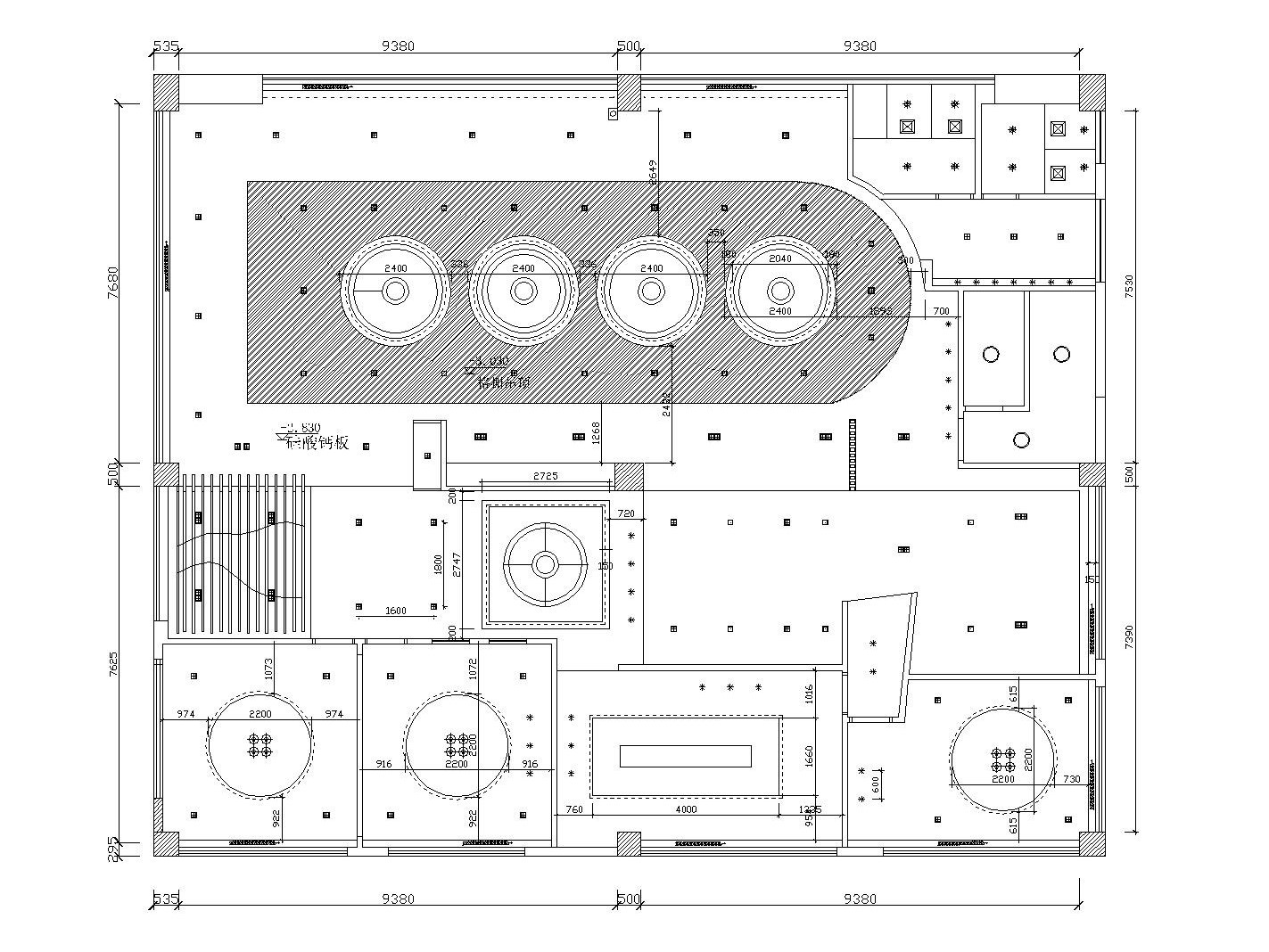混搭风格火锅店内部装修全套施工图（附效果图）cad施工图下载【ID:160426103】