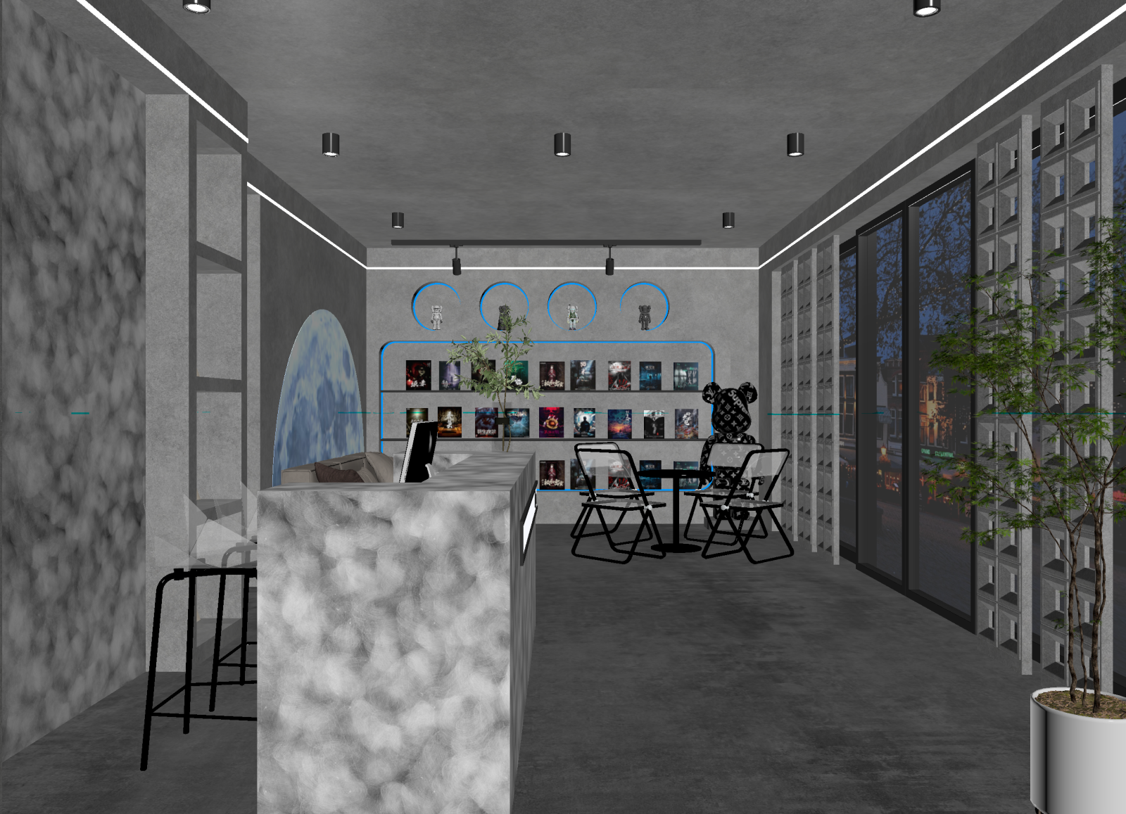 现代咖啡厅3D模型下载【ID:1214605578】