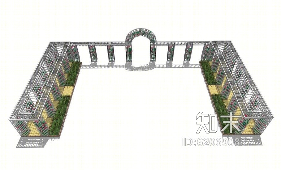 铁艺廊架SU模型下载【ID:620690837】