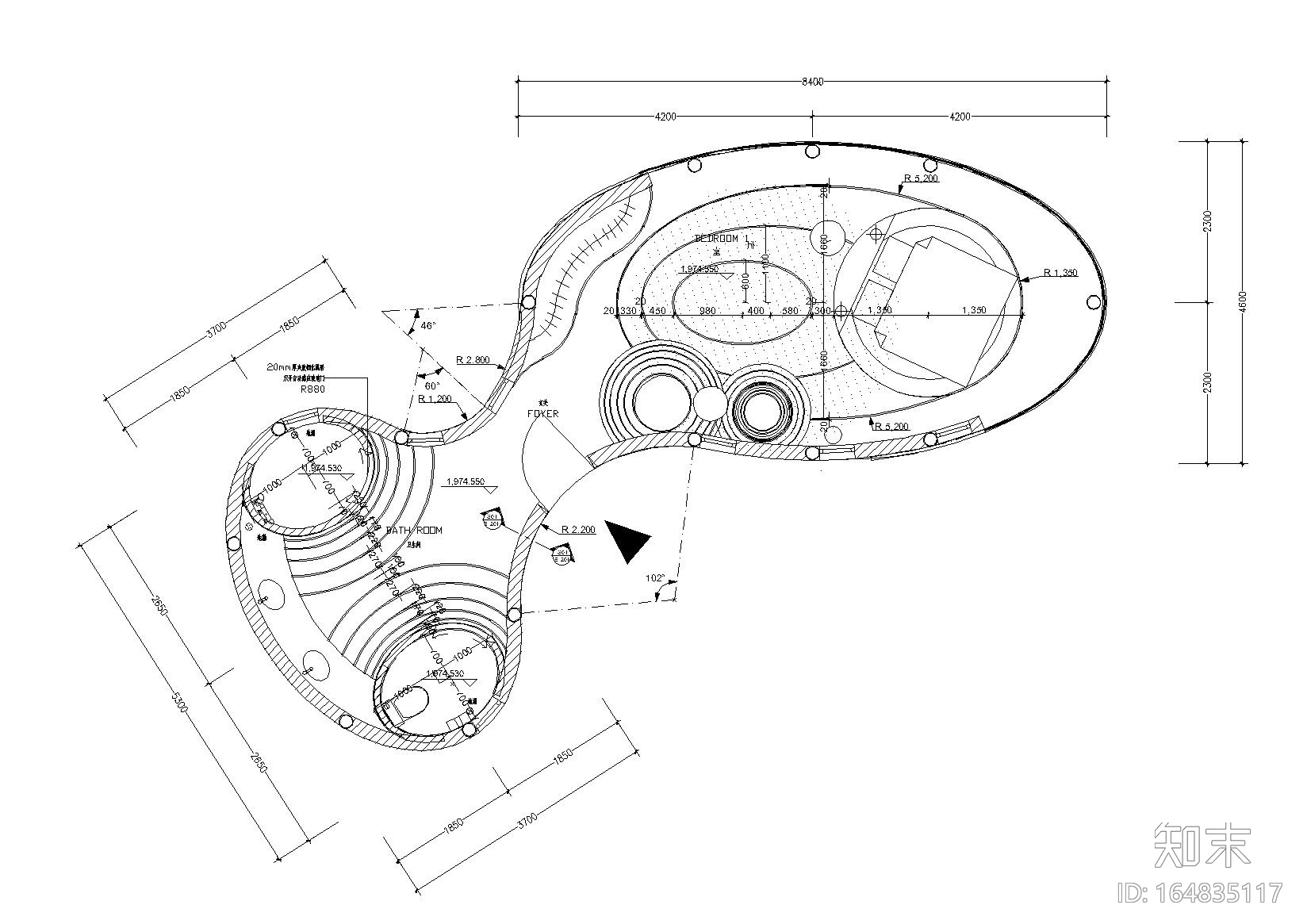 [云南]板栗林F1户型树屋体验住宅施工图cad施工图下载【ID:164835117】