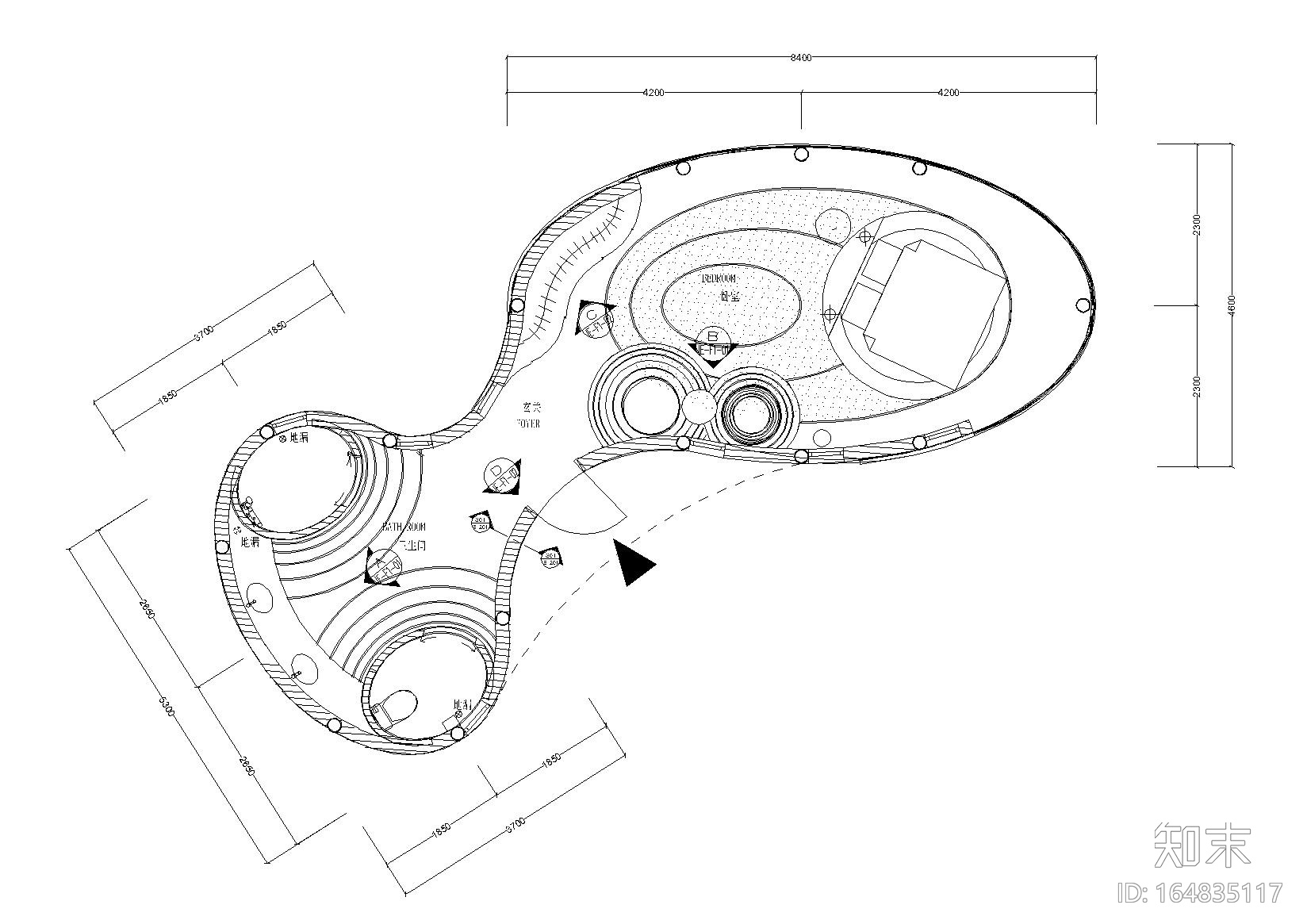 [云南]板栗林F1户型树屋体验住宅施工图cad施工图下载【ID:164835117】