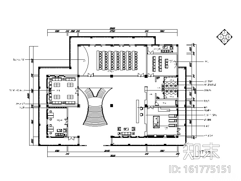 某集团办公室设计CAD施工图（含效果图）施工图下载【ID:161775151】